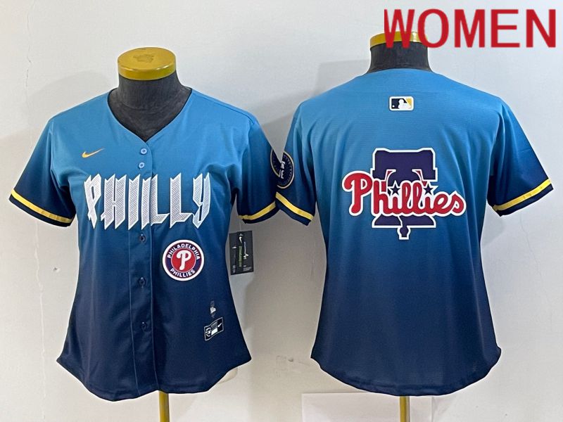 Women Philadelphia Phillies Blank Blue City Edition Nike 2024 MLB Jersey style 6
